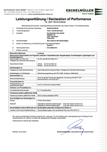 Leistungserklärung Brettschichtholz